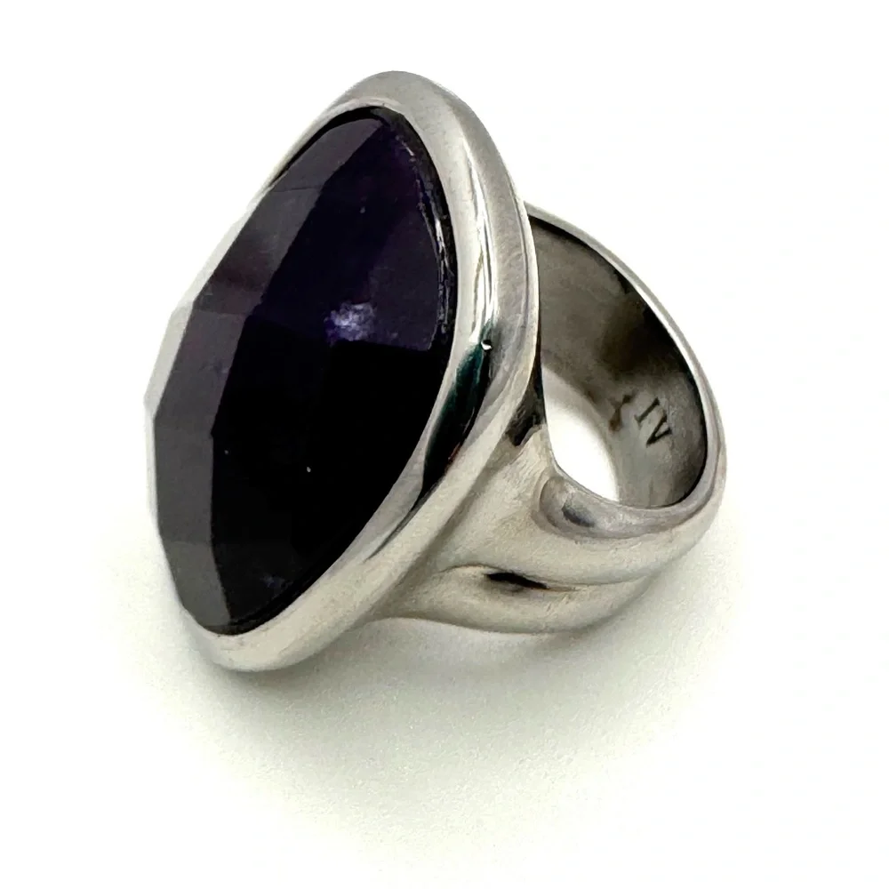 DYRBERG/KERN Dark Purple Statement Ring Size 9